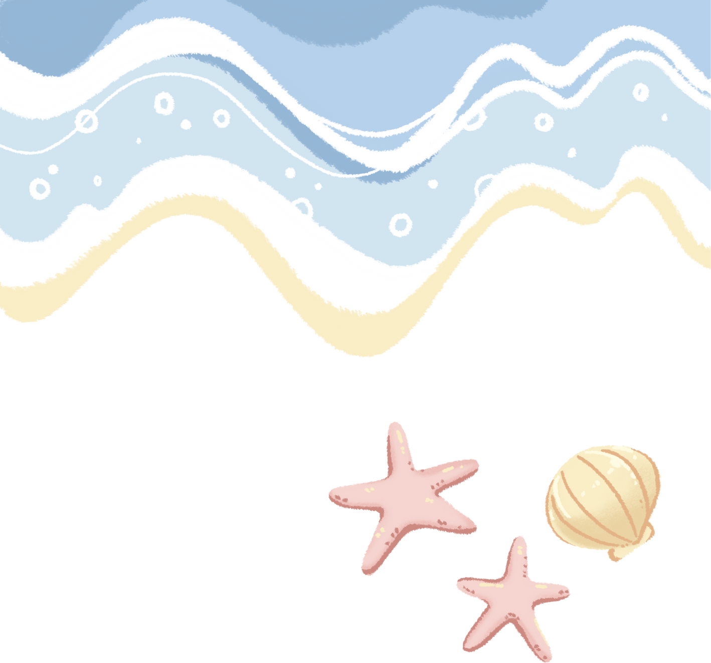 Beach with Seashells Illustration 